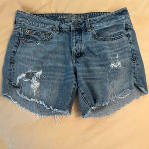 American Eagle Outfitters Blue Distressed Jean Shorts
